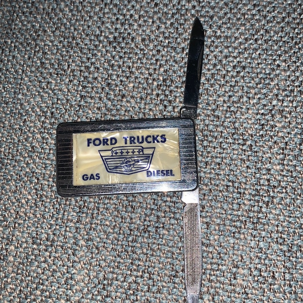 Vintage Ford Trucks Money Clip with file and knife
